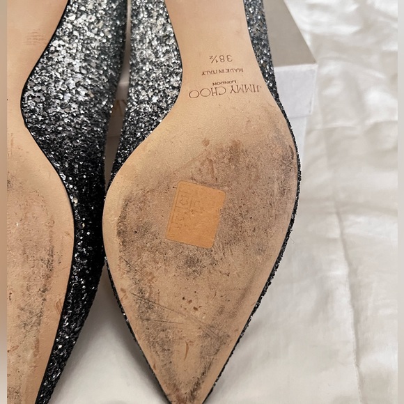 Jimmy Choo Romy 60 Silver and Blue Ombré Glitter Pointy Toe Pumps $190 - Picture 9 of 13